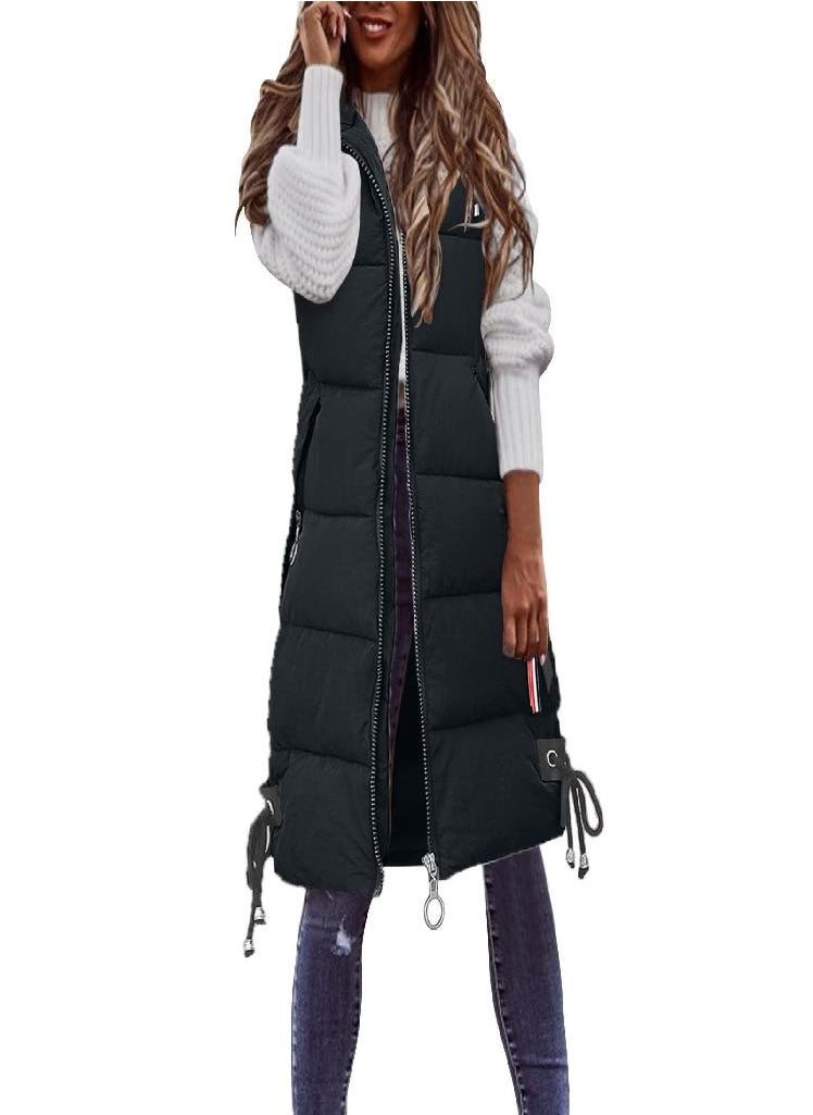 Eckek - Women's Autumn And Winter Temperament Sleeveless Cardigan Mid-length Cotton Vest Vest Coat - Image 1