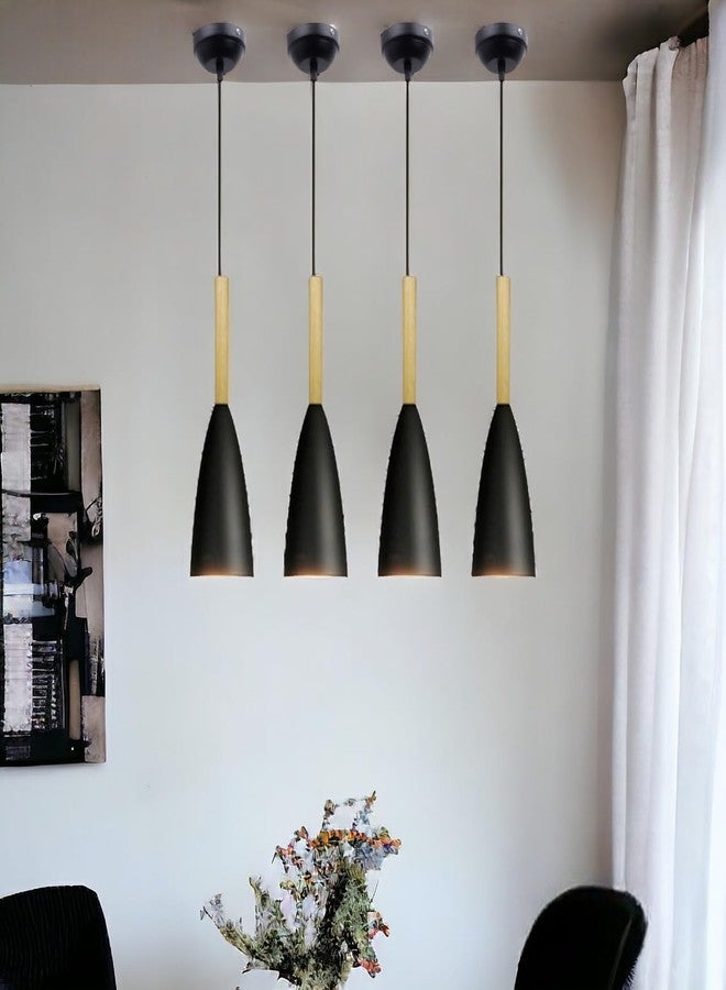 GreyWings Modern Cone Black Aluminium Hanging Pendant Light Cord, Antique Decor, E-27 Holder,(Bulb is not Included.), Pack of 4 - Image 2