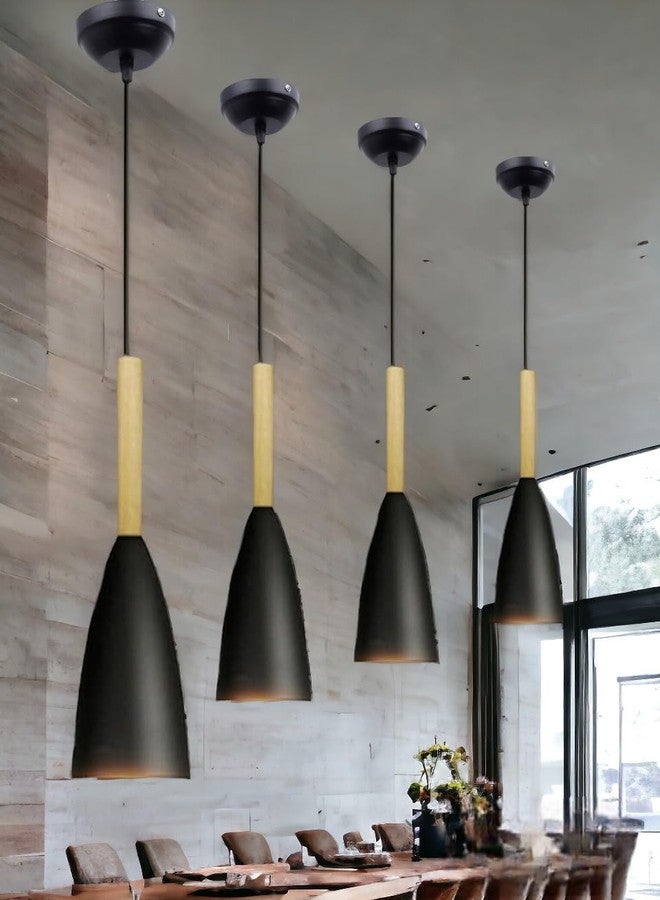 GreyWings Modern Cone Black Aluminium Hanging Pendant Light Cord, Antique Decor, E-27 Holder,(Bulb is not Included.), Pack of 4 - Image 4
