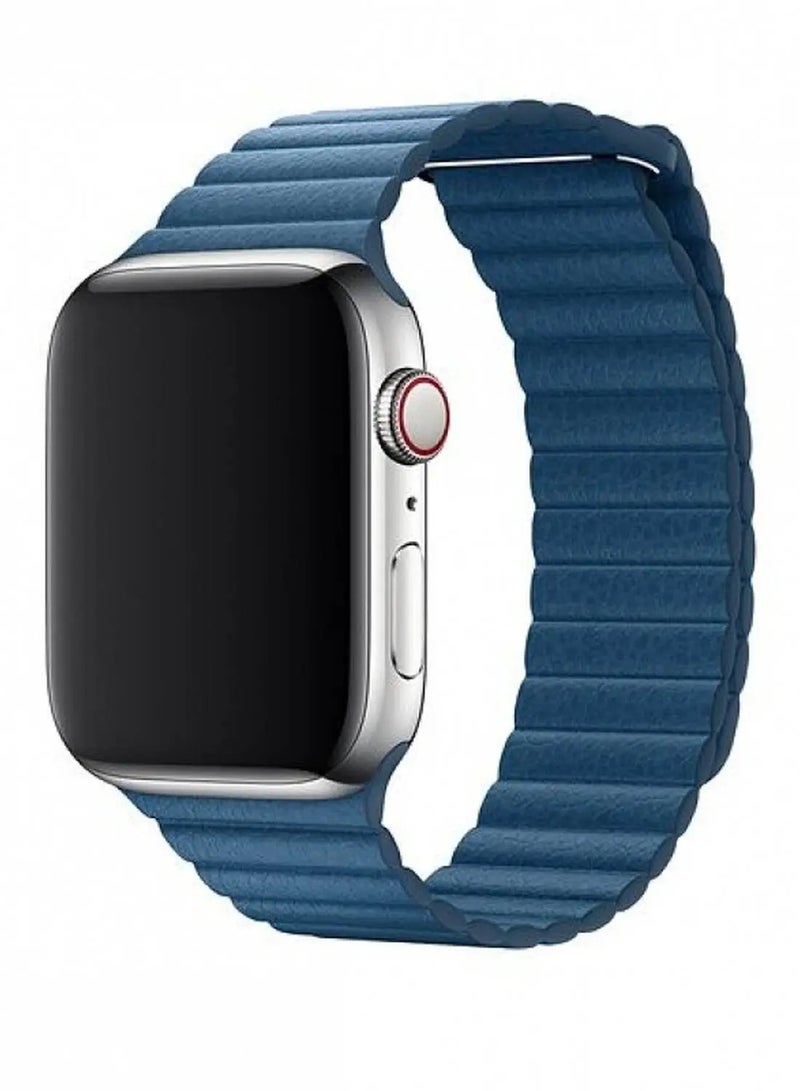 ديفيا Elegant Leather Loop Band for Smartwatch - Sturdy Magnetic Closure Strap - Fit & Comfortable Replacement Wrist Band Strap Compatible for Apple Watches - Cape Cod Blue - Image 3