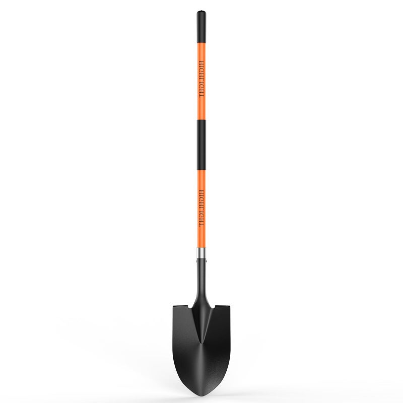 HIGHLIGHT Spade, Heavy Duty Gardening Shovel, Garden Shovel 56 inch for Digging, Round Shovel with D-Handle, for Garden,Beach, Snow, Fiberglass Handel, Orange - Image 1