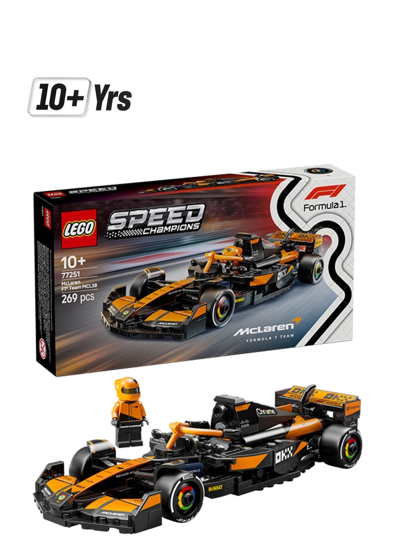 LEGO Speed Champions McLaren F1® Team MCL38 Race Car Vehicle Set 77251 (269) Pieces  - Image 1