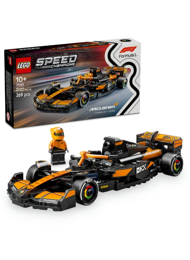 ليغو سيارة السباق McLaren F1® Team MCL38 من ليغو® Speed Champions، مجموعة مركبة وطاقم قيادة 77251 - Image 1