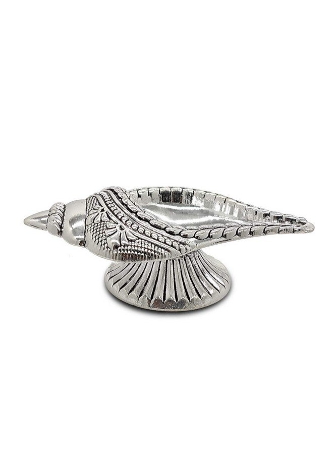 MAA SILVER Pure Silver Diya with Unique Shankh Conch Shell Shape Design & Antique Oxidised Finish BIS Hallmarked Perfect for Gift and Pooja Use (925 Purity)(33 Grams Silver) - Image 1