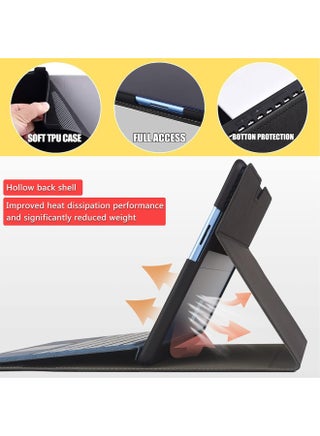 حافظة واقية لجهاز Microsoft Surface Pro 9/10/ 11th Edition AI PC 2024 مقاس 13 بوصة متوافقة مع غطاء لوحة المفاتيح بتصميم رفيع للغاية وخفيف الوزن مع تبديد الحرارة، غطاء عمل من الدرجة العسكرية (أسود) - view 4