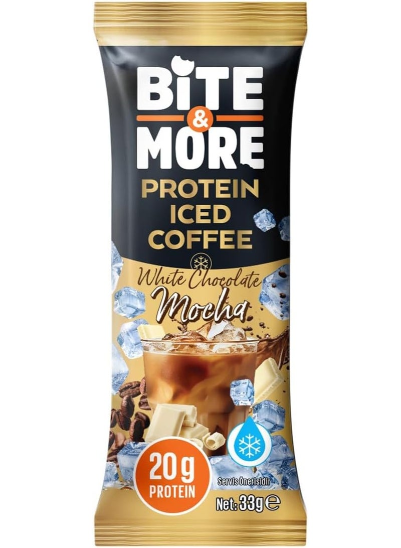 Bite & More White Chocolate Mocha Protein Iced Coffee, 10 x 33g Sachets, 20g Protein, Sugar-Free, Fiber-Rich, Made with Brazilian Coffee Beans - Image 3