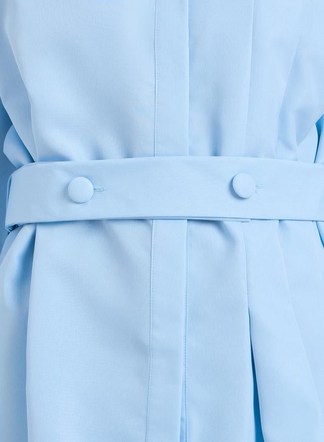 Styli Blue Longline Belted Shirt - Image 3