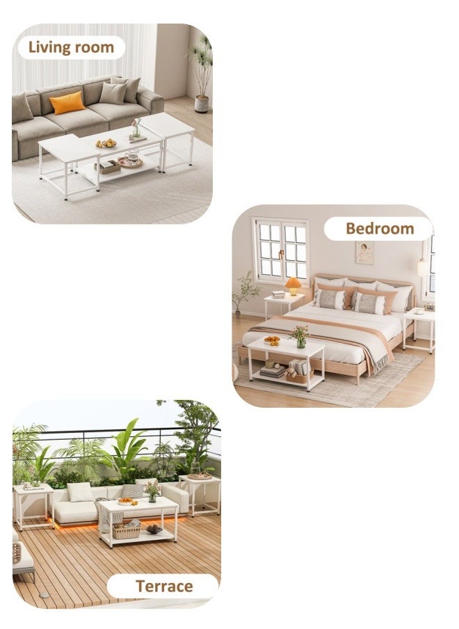 Stubborn Multi-functional 3-in-1 Table，beside table、coffee table、nightstand、TV table, suitable for living room and bedroom White  - Image 3