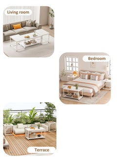 Stubborn Multi-functional 3-in-1 Table，beside table、coffee table、nightstand、TV table, suitable for living room and bedroom White  - Image 3