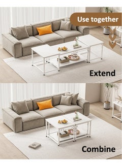 Stubborn Multi-functional 3-in-1 Table，beside table、coffee table、nightstand、TV table, suitable for living room and bedroom White  - Image 5