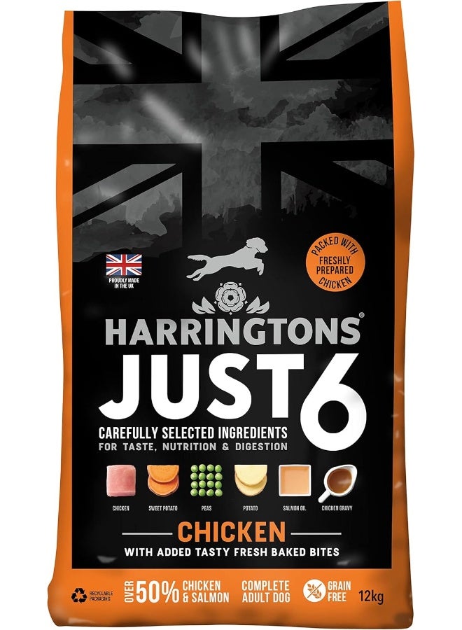 Harringtons Just 6 Chicken Grain Free Dry Dog Food 12Kg - Image 1