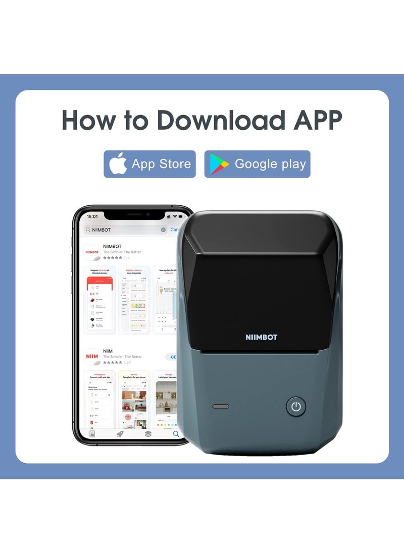 NIIMBOT - NIIMBOT B1 Label Maker with Auto Identification,2 Inch Bluetooth Portable Label Printer Easy to Use for Office, Home, Business - Image 1