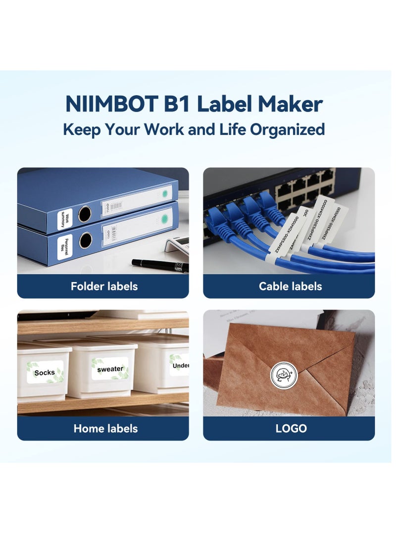 NIIMBOT - NIIMBOT B1 Label Maker with Auto Identification,2 Inch Bluetooth Portable Label Printer Easy to Use for Office, Home, Business - Image 1