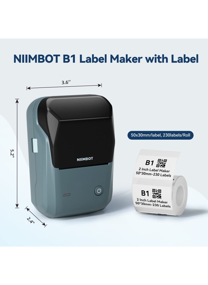 NIIMBOT - NIIMBOT B1 Label Maker with Auto Identification,2 Inch Bluetooth Portable Label Printer Easy to Use for Office, Home, Business - Image 1