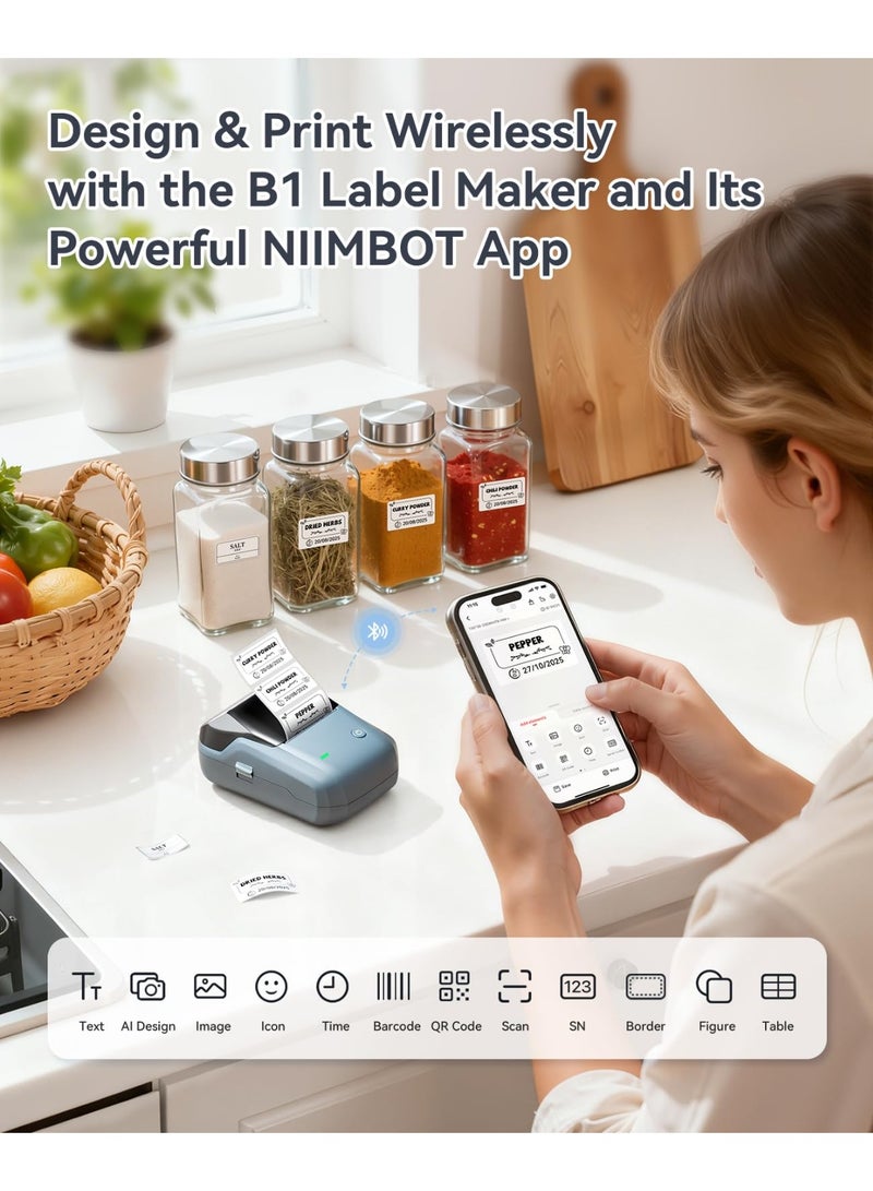 NIIMBOT B1 Label Maker with Auto Identification,2 Inch Bluetooth Portable Label Printer Easy to Use for Office, Home, Business - Image 3