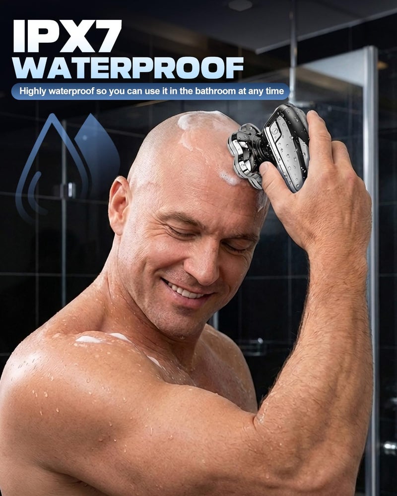 Voph Hardened processed substance Head Shavers for Bald Men, 7D Floating Blades Electric Razor with Magnetic Detachable Heads, IPX7 Waterproof Rotary Shaver 5-in-1 Self-Grooming Kit Gift for Balder Compact design - Image 5