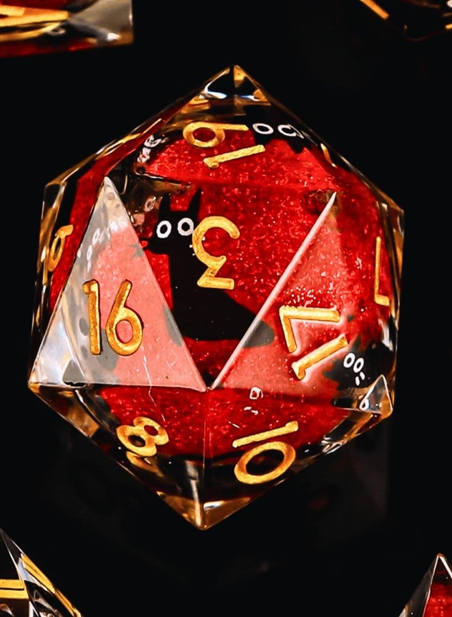 Froggod Single Liquid Core Cat D20 Dice – 22mm Sharp Edge Role Playing Dice for DND, RPG, Tabletop Games – 20 Sided Resin D&D Dice, Cathead Engraving(Red) - Image 2
