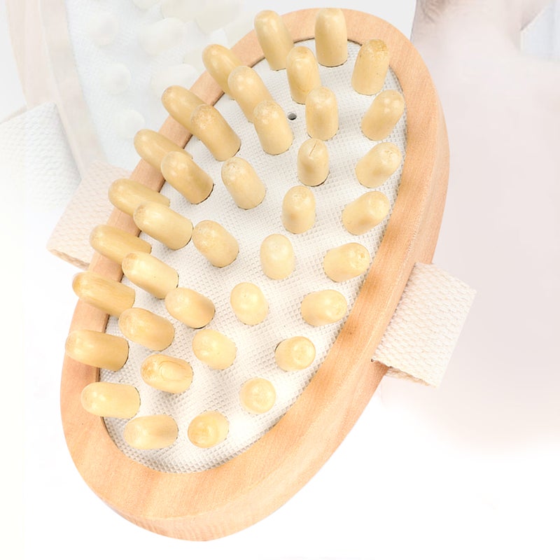 Massage Brush Natural Wood Massager Body Brush Scrubber Hair Scalp Spa Bath Massage - Image 1