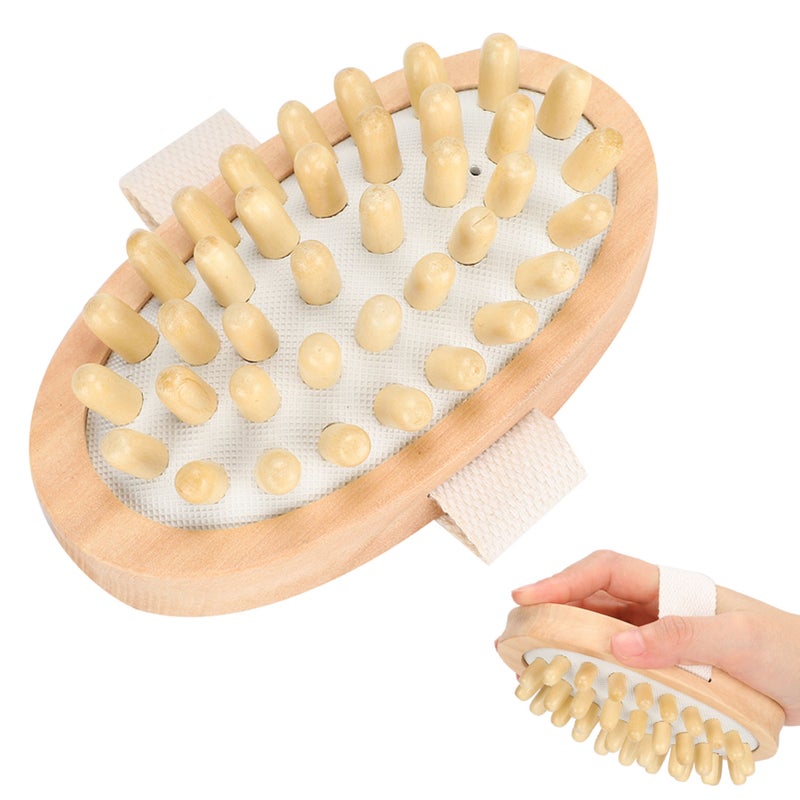 Massage Brush Natural Wood Massager Body Brush Scrubber Hair Scalp Spa Bath Massage - Image 5