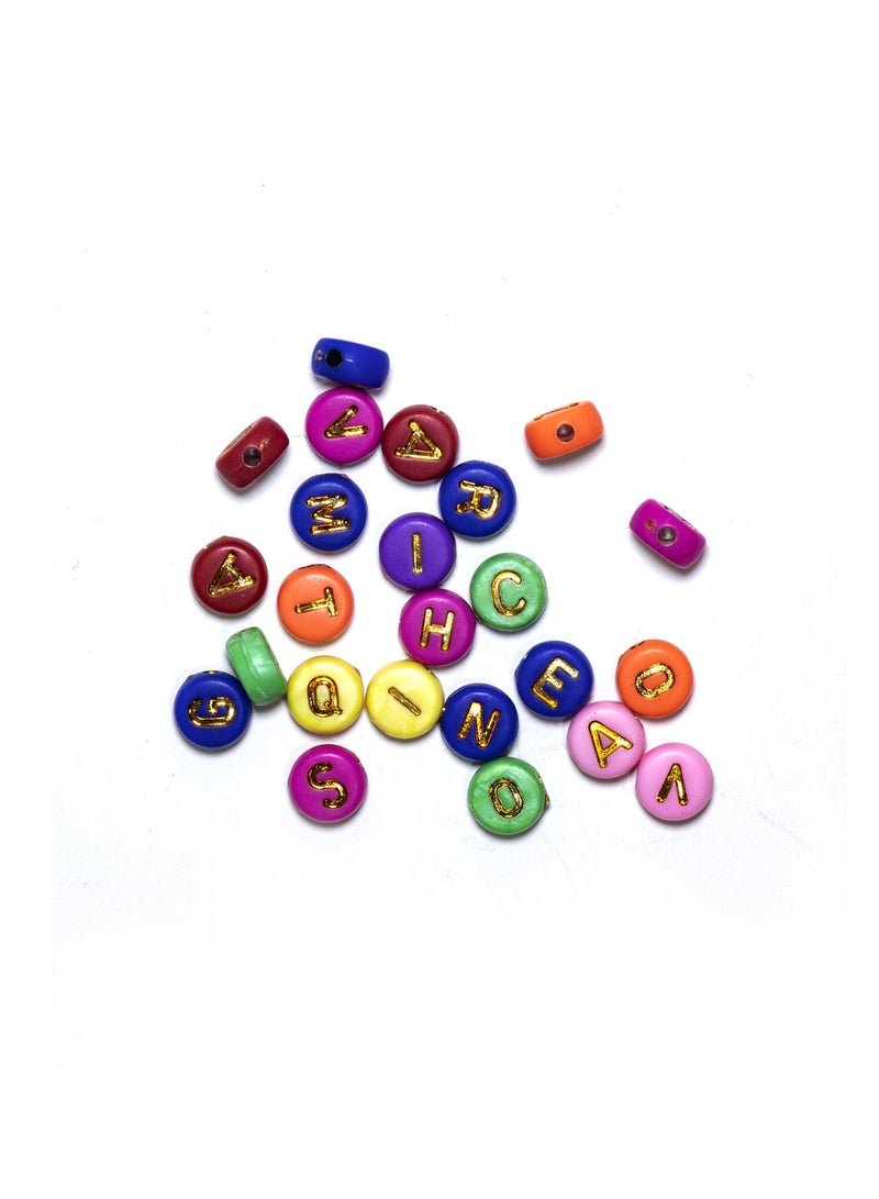 1000 Pcs Colorful Alphabet Beads, 7mm Round Letter Beads for DIY Jewelry, Craft Projects, and Personalized Creations - Colorful with gold color - Image 2