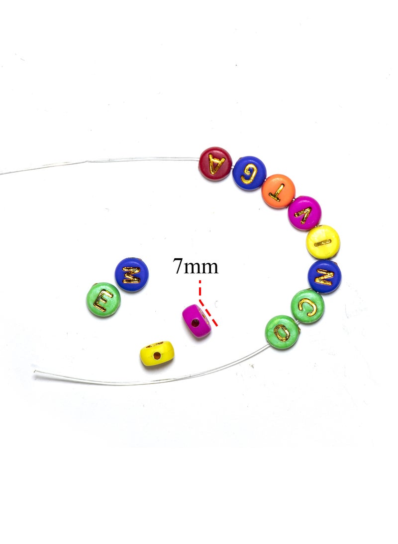 1000 Pcs Colorful Alphabet Beads, 7mm Round Letter Beads for DIY Jewelry, Craft Projects, and Personalized Creations - Colorful with gold color - Image 3