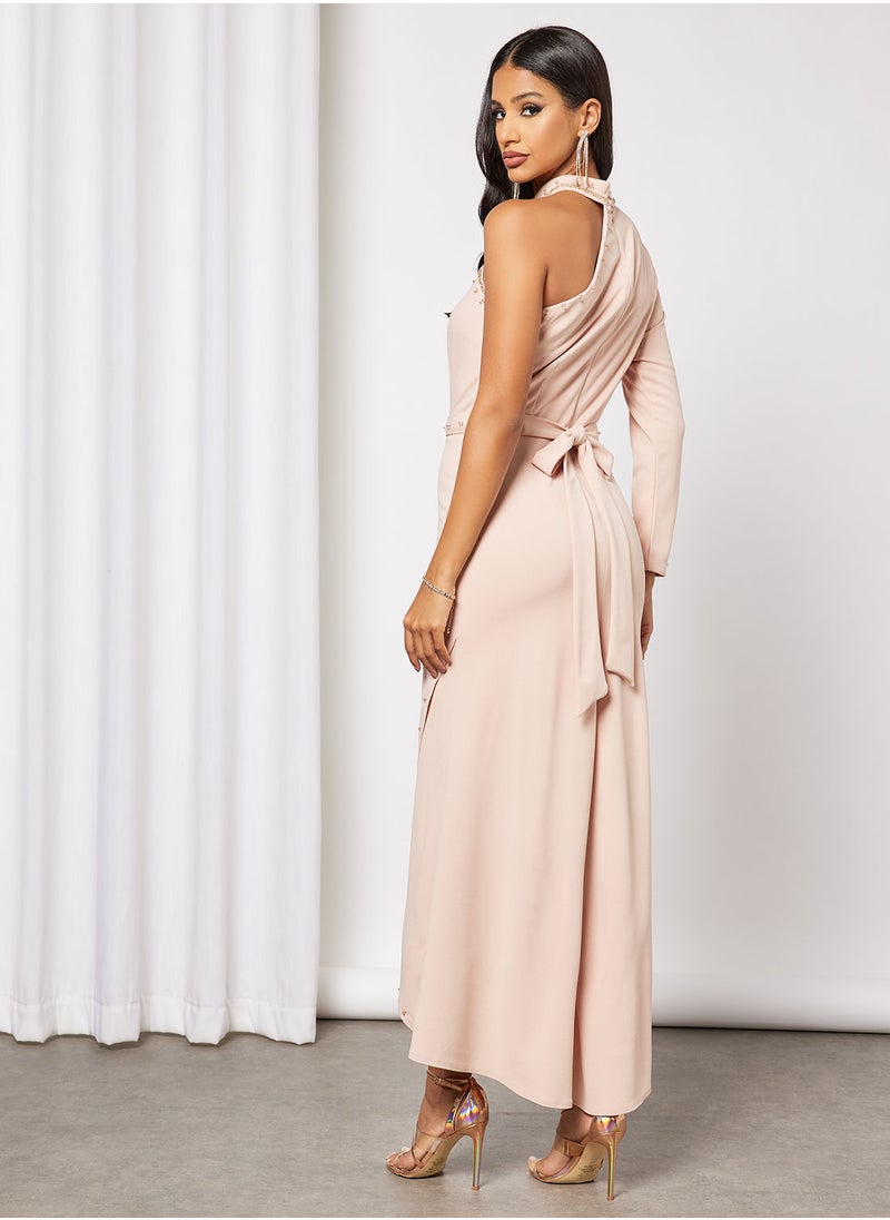 Zoey - Asymmetric Neck Wrap Dress - Image 1