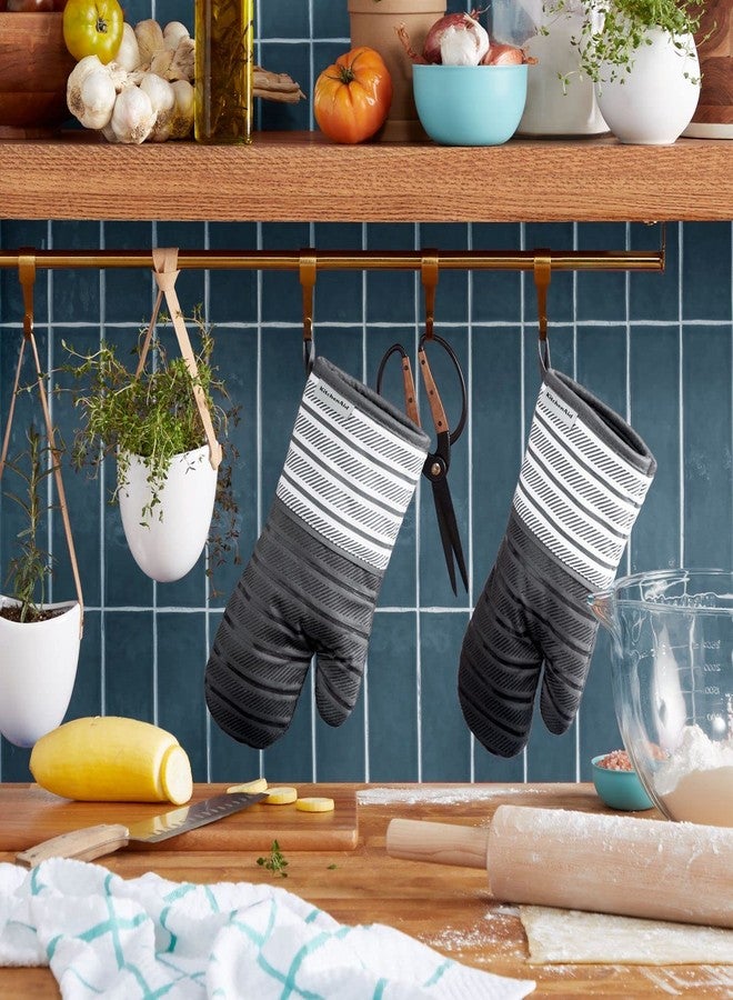 KitchenAid Albany Oven Mitt 2-Pack Set, Charcoal Grey, 7"x13" - Image 2
