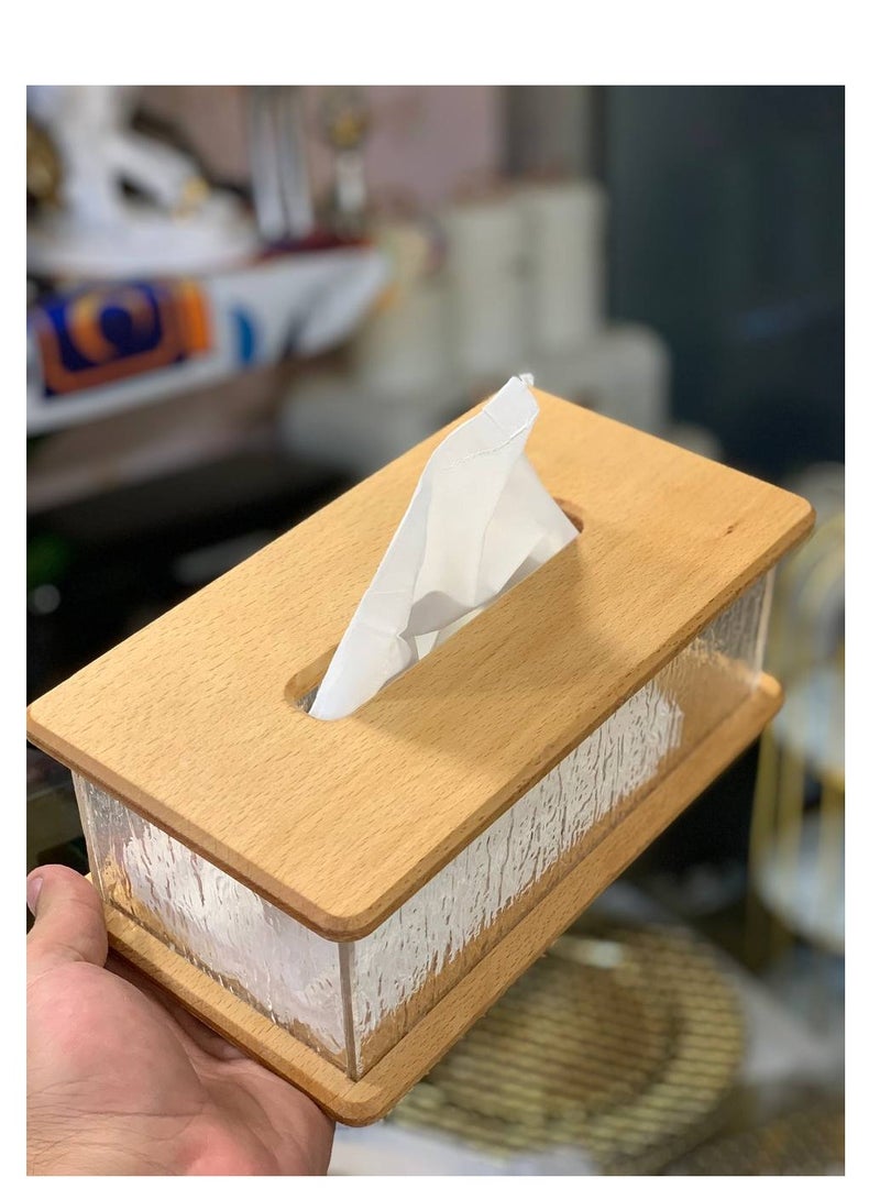 Beech wood tissue box x acrylic 😍 High quality product🌟  - Image 4