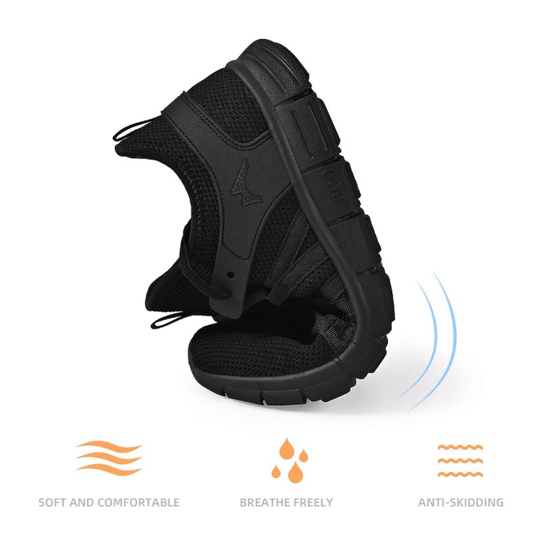 AOE Womens Walking Running Shoes Ultra Lightweight Breathable Mesh Tennis Shoes Non Slip Athletic Workout Gym Sneakers 8women / 7men All Black - Image 5