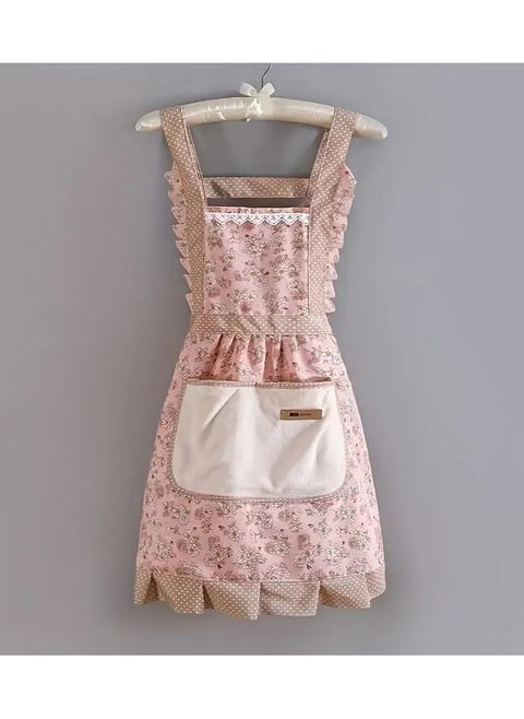 1pc, Floral Lace Princess Apron with Hand Wipe Pocket - Waterproof And Oil-Proof for Kitchen, Living Room, Bathroom Cleaning