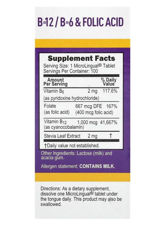Superior Source Cyanocobalamin B-12 B-6 & Folic Acid 100 MicroLingual Instant Dissolve Tablets - Image 2