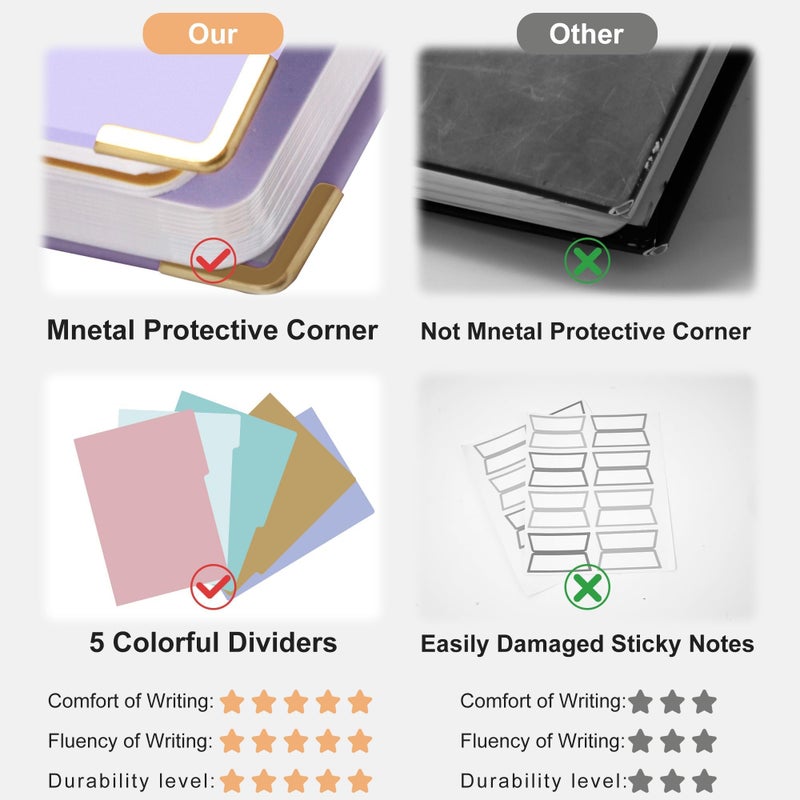 Yoment Hardcover Spiral Notebook with Tabs 8"x10" Large Spiral Lined Journals for Women with Dividers 240 Pages College Ruled Composition Notebook 5 Subject Notebook for Work, Back to School, Gifts, Purple - Image 2