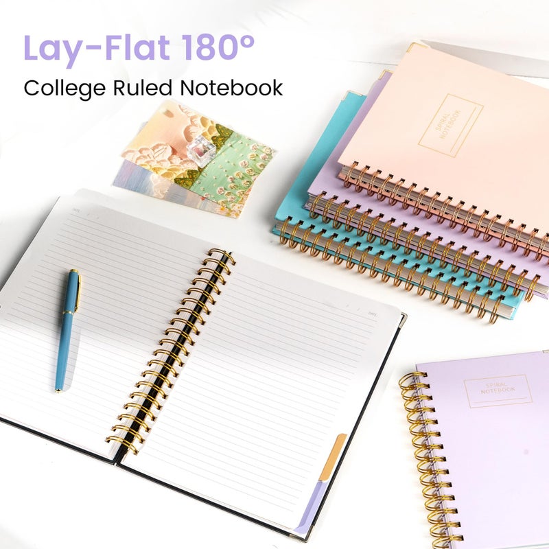 Yoment Hardcover Spiral Notebook with Tabs 8"x10" Large Spiral Lined Journals for Women with Dividers 240 Pages College Ruled Composition Notebook 5 Subject Notebook for Work, Back to School, Gifts, Purple - Image 5