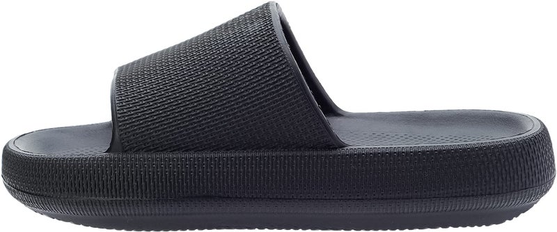 BRONAX Unisex House Slides for Women and Men Size 9 Indoor Pillow Slippers Sandals Sandles for Female Comfy Cushioning Thick Sole 40-41 Black - Image 3