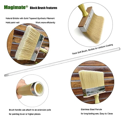 Magimate 6 Inch Extra-Wide Paint Brush Large Block Stain Brushes Heavy-Duty Household Bristle Paint Brush for Walls, Dusting, Masonry, Wood Deck and Fence Stain Applicator by Magimate - Image 3