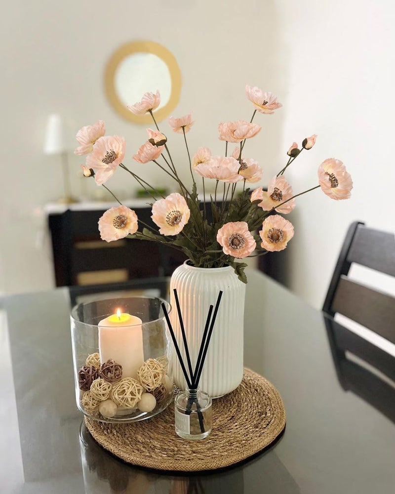 IPOPU Artificial Poppy Silk Flowers 6pcs Poppy Flowers Artificial Realistic Faux Flowers for Vase for Home Decor Indoor for Wedding Centerpieces Bridal Shower Party Decorations (Champagne) - Image 2