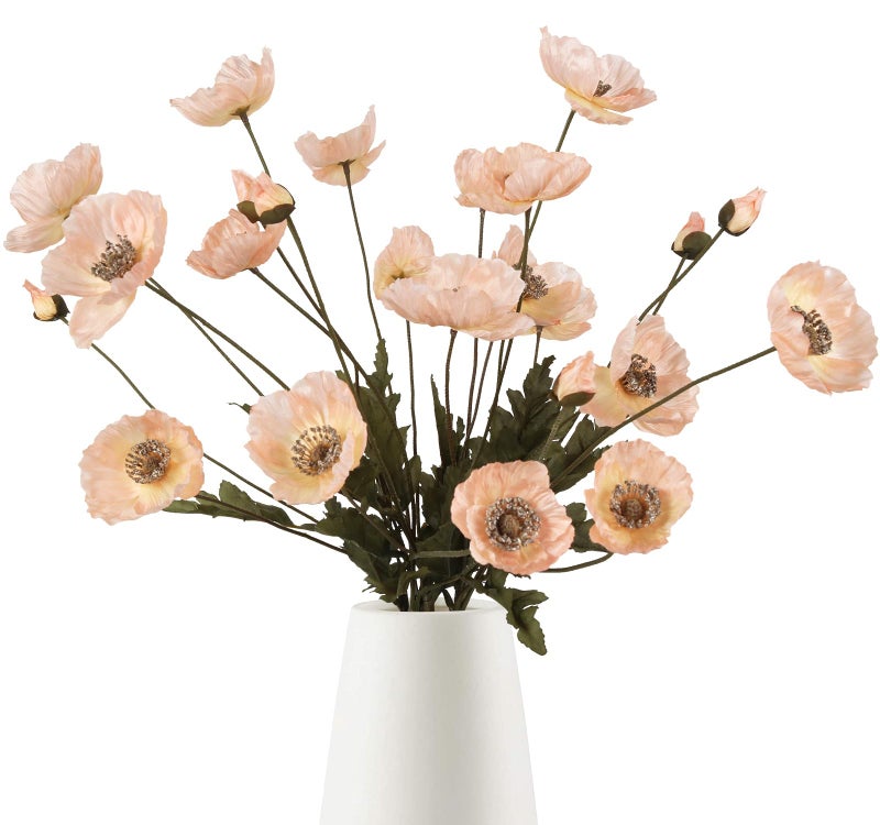 IPOPU Artificial Poppy Silk Flowers 6pcs Poppy Flowers Artificial Realistic Faux Flowers for Vase for Home Decor Indoor for Wedding Centerpieces Bridal Shower Party Decorations (Champagne) - Image 1