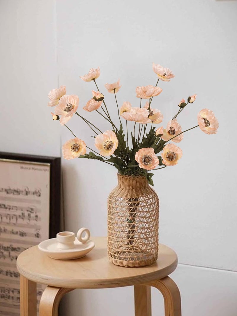 IPOPU Artificial Poppy Silk Flowers 6pcs Poppy Flowers Artificial Realistic Faux Flowers for Vase for Home Decor Indoor for Wedding Centerpieces Bridal Shower Party Decorations (Champagne) - Image 4