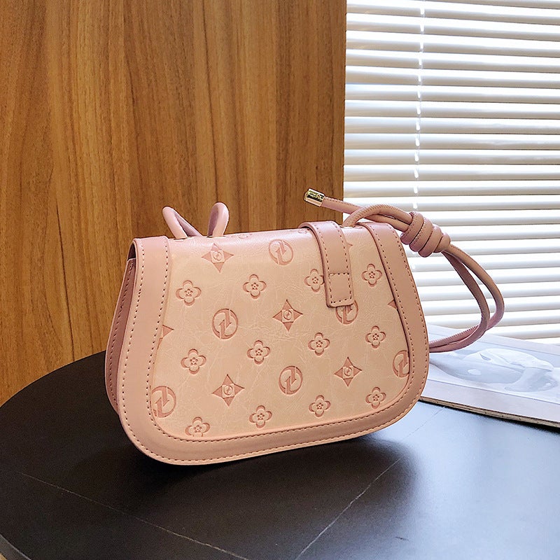 Fashion Fashion Geometric Embossed Saddle Bag 2022 Women'S Bag Shoulder Messenger Bag Sweet Mobile Phone Bag - Image 5
