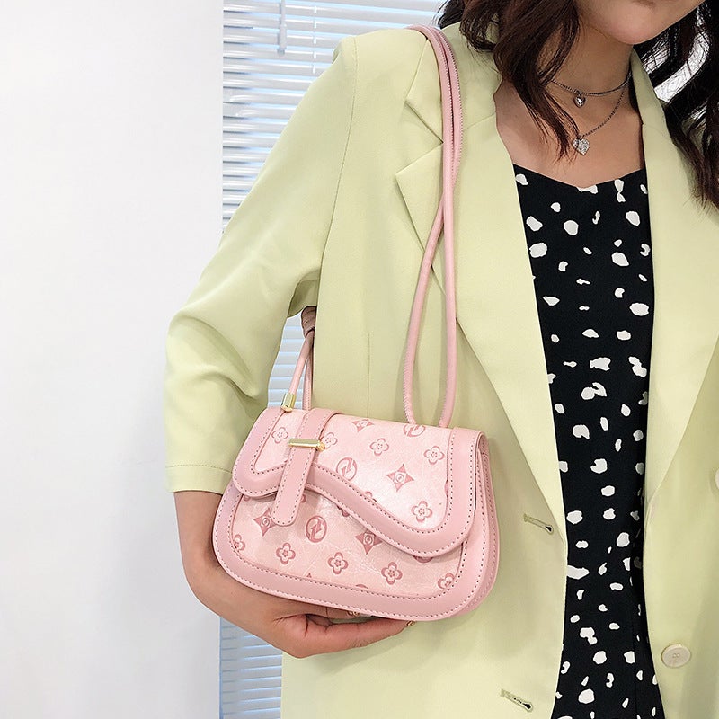 Fashion Fashion Geometric Embossed Saddle Bag 2022 Women'S Bag Shoulder Messenger Bag Sweet Mobile Phone Bag - Image 4