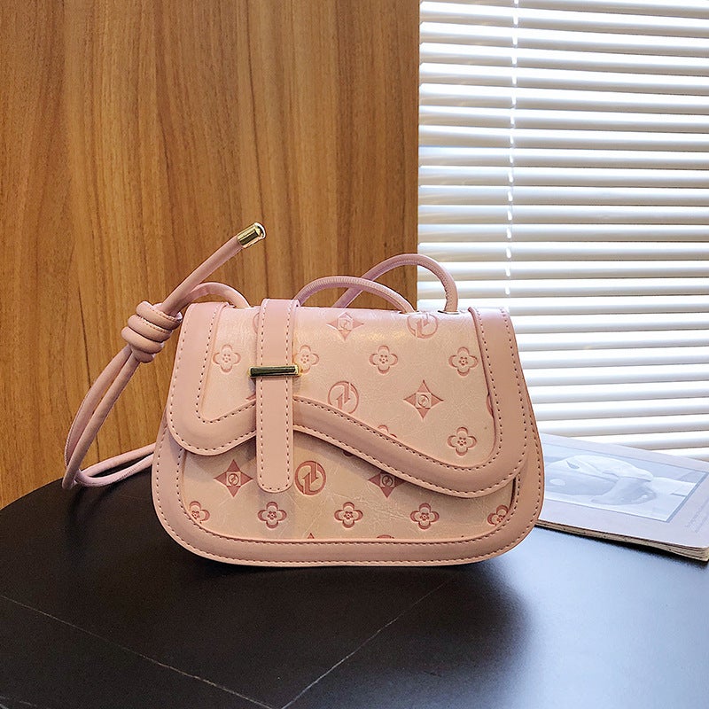 Fashion Fashion Geometric Embossed Saddle Bag 2022 Women'S Bag Shoulder Messenger Bag Sweet Mobile Phone Bag - Image 1