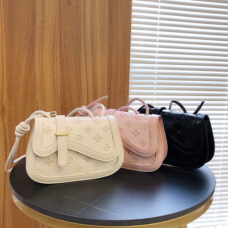 Fashion Fashion Geometric Embossed Saddle Bag 2022 Women'S Bag Shoulder Messenger Bag Sweet Mobile Phone Bag - Image 2