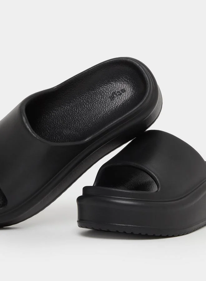 Styli Styli Plain Open Toe Slip-On Flatform Slides