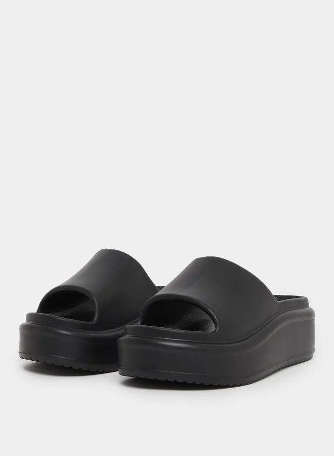 ستايلي Styli Plain Open Toe Slip-On Flatform Slides