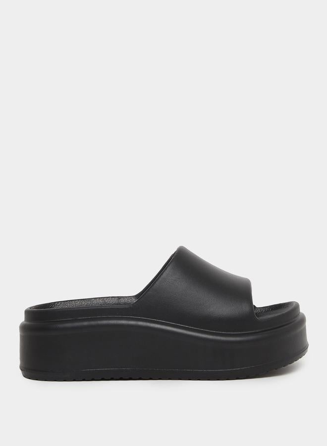 Styli Plain Open Toe Slip-On Flatform Slides - Image 1