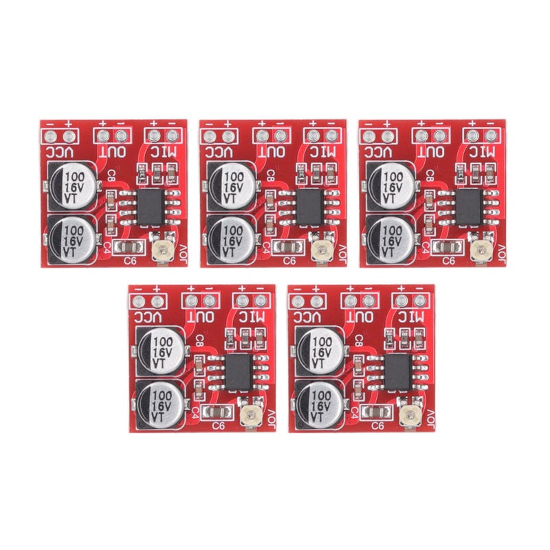 5 قطع لوحة تضخيم ميكروفون الكهربت LM386 وحدة ربح قابل للتعديل 20-200x DC4-12V - Image 2