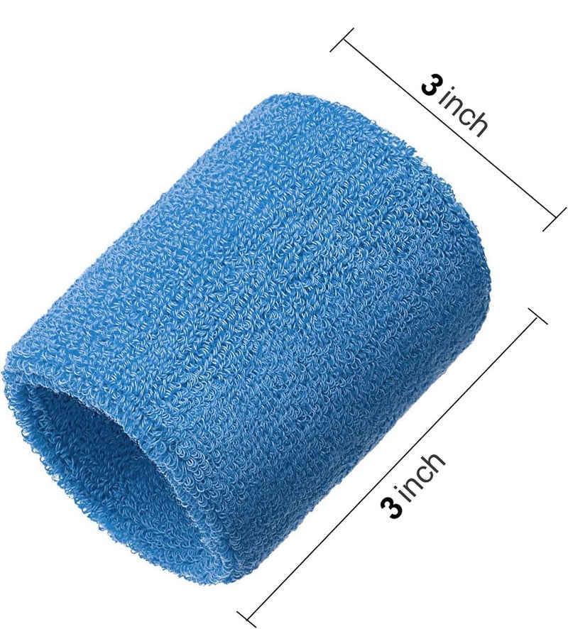 AMIFIT 3 x 3 Inch Wrist Sweatbands Tennis Wrist Bands Absorbent Sweatbands for Football Basketball Running Athletic Sports and Working Out, Pack of 1 (Sky Blue) - Image 4