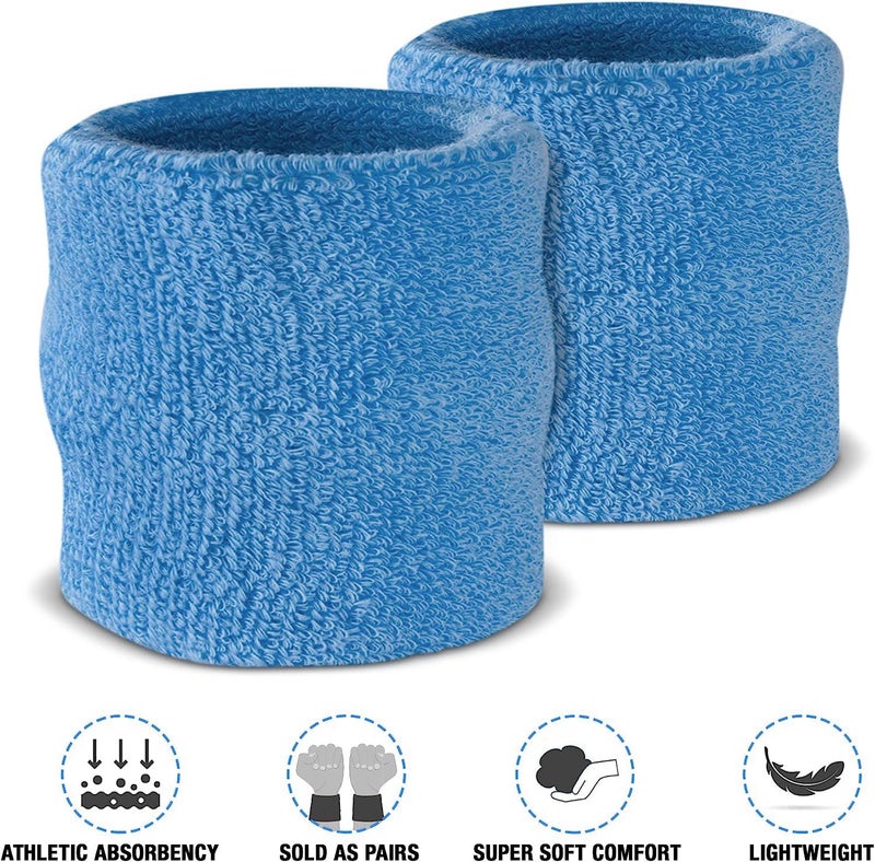 AMIFIT 3 x 3 Inch Wrist Sweatbands Tennis Wrist Bands Absorbent Sweatbands for Football Basketball Running Athletic Sports and Working Out, Pack of 1 (Sky Blue) - Image 2
