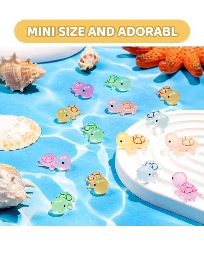 60 Pcs Luminous Tiny Resin Turtles, 6 Colors, Mini Sea Turtle Glow in The Dark, Turtle Miniature Ornaments for Miniature Decoration, Garden Aquarium Potted, Garden Dollhouse, Cake Decoration, DIY Slime Kit, Craft Charms Party Toys - Image 4