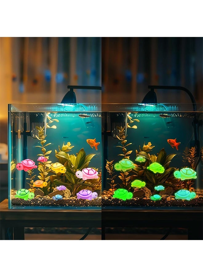 60 Pcs Luminous Tiny Resin Turtles, 6 Colors, Mini Sea Turtle Glow in The Dark, Turtle Miniature Ornaments for Miniature Decoration, Garden Aquarium Potted, Garden Dollhouse, Cake Decoration, DIY Slime Kit, Craft Charms Party Toys - Image 5